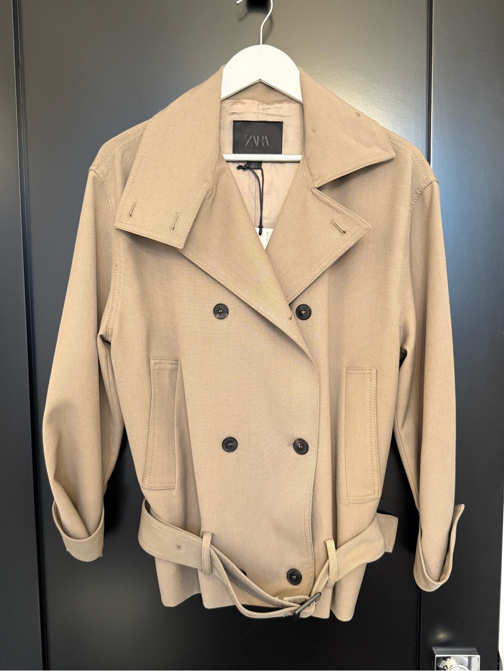 ZARA NEW WOMAN FLOWY BELTED JACKET ZW COLLECTION MINK XS 9631/001/706